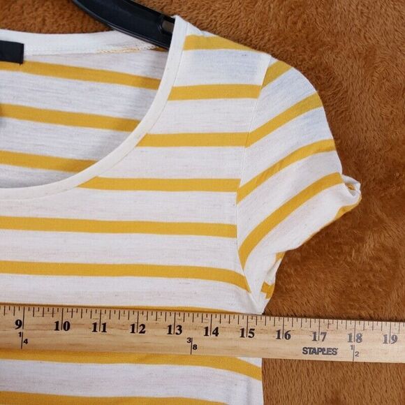 STYLE & CO Womens Top Petite P Yellow Stripe Pullover Chiffon Hem Hi Lo Stretch - Picture 4 of 6